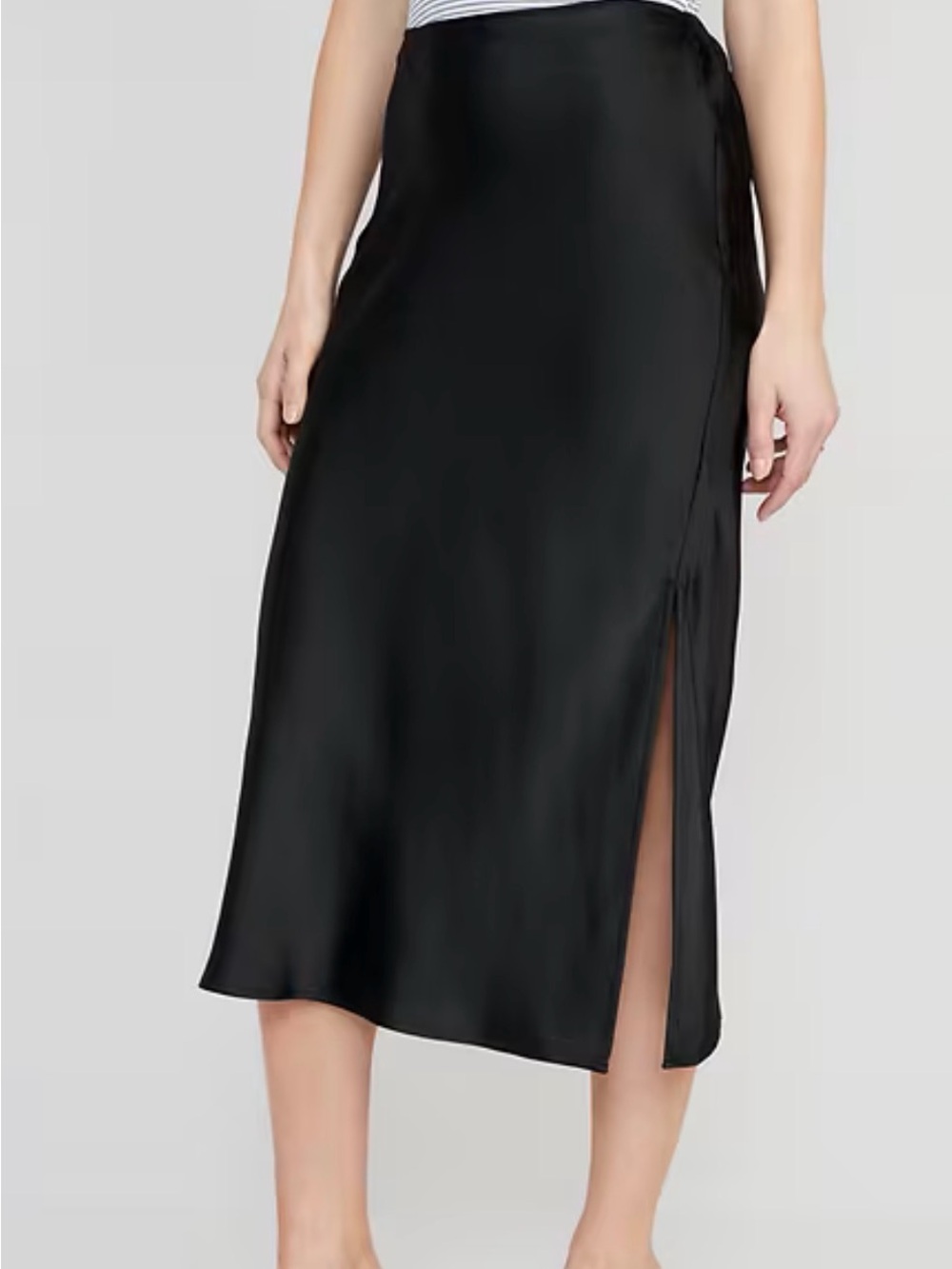 Old Navy Black Satin Midi Skirt - Sleek Everyday Style - Picture 3 of 3